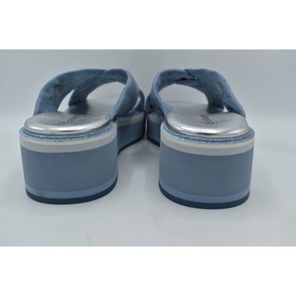 Johnston & Murphy Women Size 8.5 Grace Cross Band Slate Blue Suede Slide Sandals - Picture 5 of 14
